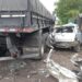 Motorista fica gravemente ferido após bater em carreta no acostamento da Ayrton Senna, em Mogi das Cruzes